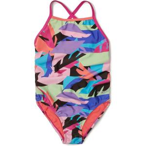 imageSpeedo Girls Swimsuit One Piece Solid Cross Back Multi StrapsBlock Tropics Anthracite