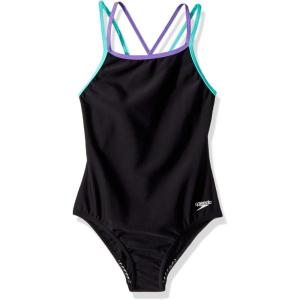 imageSpeedo Girls Swimsuit One Piece Solid Cross Back Multi StrapsMulti