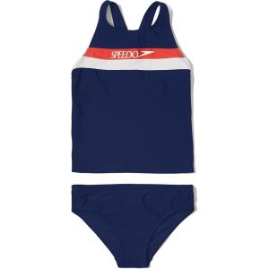 imageSpeedo Girls Swimsuit Two Piece Tankini Thick StrapRedWhiteBlue