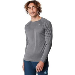 imageSpeedo Mens UV Swim Shirt Basic Easy Long Sleeve Regular FitBlack Heather