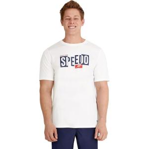 imageSpeedo Mens Uv Swim Shirt Graphic Short Sleeve TeeLettered Bright White
