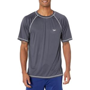imageSpeedo Mens Uv Swim Shirt Short Sleeve Fitness RashguardLoose Granite