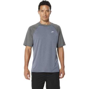 imageSpeedo Mens Uv Swim Shirt Short Sleeve Loose Fit Easy TeeDiscontinuedHeather NavySilver