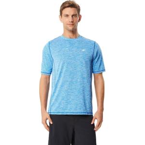 imageSpeedo Mens Uv Swim Shirt Short Sleeve Loose Fit Easy TeeDiscontinuedSpace Dye Classic Blue