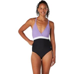 imageSpeedo Womens Swimsuit One Piece Adjustable Crossback Contemporary CutPaisley Purple
