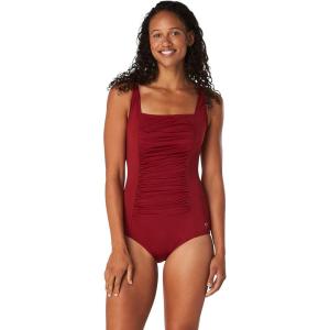 imageSpeedo Womens Swimsuit One Piece Endurance Shirred Tank Moderate CutRhubarb