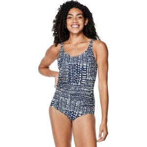 imageSpeedo Womens Swimsuit One Piece Sweetheart Moderate CutFinger Print Peacoat