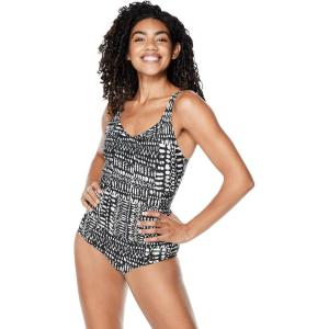 imageSpeedo Womens Swimsuit One Piece Sweetheart Moderate CutFinger Print Speedo Black
