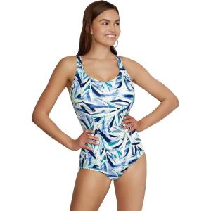 imageSpeedo Womens Swimsuit One Piece Sweetheart Moderate CutWatercolor Bright Cobalt