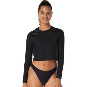 imageSpeedo Womens Uv Swim Shirt Long Sleeve RashguardCrop Sheen Speedo Black