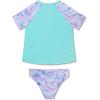 imageSpeedo Girls Printed Short Sleeve Rash Guard tShirt Two Piece Swim SetArctic Glass