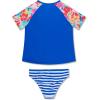 imageSpeedo Girls Printed Short Sleeve Rash Guard tShirt Two Piece Swim SetTrue Cobalt