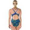 imageSpeedo Womens Powerflex Eco Fragments Drill Back One Piece SwimsuitBlue