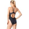 imageSpeedo Womens Swimsuit One Piece Powerflex Flyback Solid Adult Team ColorsBlackGrey