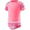 imageSpeedo Girls Printed Short Sleeve Rash Guard tShirt Two Piece Swim SetCoral