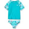 imageSpeedo Girls Printed Short Sleeve Rash Guard tShirt Two Piece Swim SetNew Turquoise