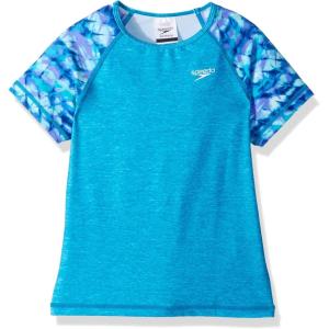 imageSpeedo Girls Printed Short Sleeve Rash Guard ShirtLavender Purple