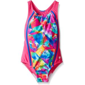 imageSpeedo Girls Swimsuit One Piece Thick Strap Racer Back PrintedDiscontinuedMulti Splice