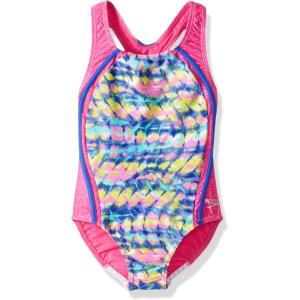 imageSpeedo Girls Swimsuit One Piece Thick Strap Racer Back PrintedDiscontinuedPink