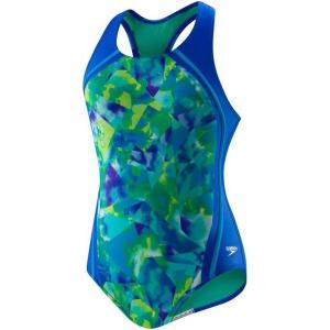 imageSpeedo Girls Swimsuit One Piece Thick Strap Racer Back PrintedDiscontinuedTie Dye Blue