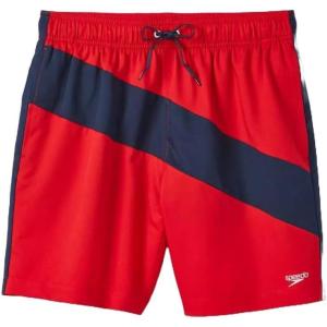 imageSpeedo Mens 75quot Volley Swim Trunks Colorblock Red