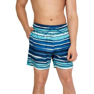 imageSpeedo Mens Swim Trunk Short Length Redondo Comfort Liner PrintCurrent Peacoat