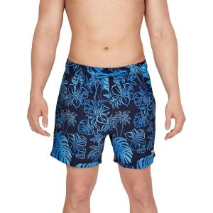 imageSpeedo Mens Swim Trunk Short Length Redondo Comfort Liner PrintOnshore Blend Peacoat