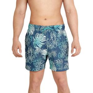 imageSpeedo Mens Swim Trunk Short Length Redondo Comfort Liner PrintOnshore Blend Porcelain