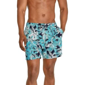 imageSpeedo Mens Swim Trunk Short Length Redondo Comfort Liner PrintPalm Peacoat