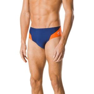 imageSpeedo Mens Swimsuit Brief Endurance Splice Team ColorsNavyOrange Spark