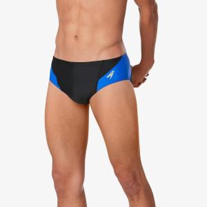 imageSpeedo Mens Swimsuit Brief Powerflex Eco Revolve Splice Team ColorsBlackBlue