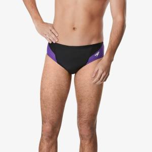 imageSpeedo Mens Swimsuit Brief Powerflex Eco Revolve Splice Team ColorsBlackPurple