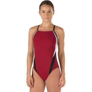 imageSpeedo Womens Launch Splice Crossback One Piece SwimsuitMaroonBlack