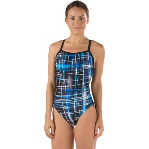 imageSpeedo Womens Powerflex Eco Laser Sticks Flyback SwimsuitLaser Speedo Blue