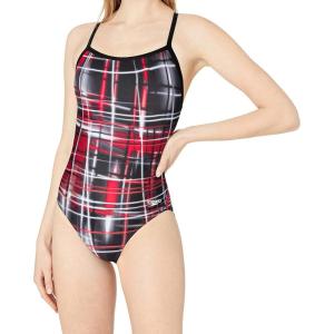 imageSpeedo Womens Powerflex Eco Laser Sticks Flyback SwimsuitLaser Speedo Red