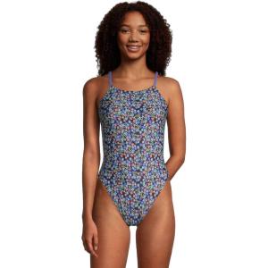 imageSpeedo Womens Swimsuit One Piece Endurance Fixed Back Double StrapBlackBlue