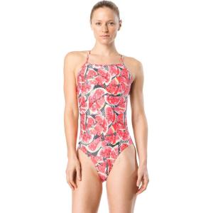 imageSpeedo Womens Swimsuit One Piece Endurance Turnz Tie Back PrintedDiscontinuedDeep Coral