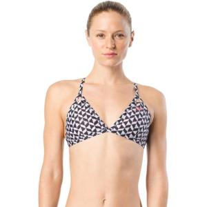imageSpeedo Womens Swimsuit Top Triangle Bikini Endurance Lite Tie Back PrintDiscontinuedBlackGrey Turnz