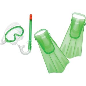 imageSpeedo Aqua Quest Swim Mask Snorkel ampamp Fins SetGlow Green