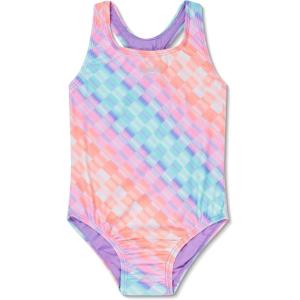 imageSpeedo Girls Swimsuit One Piece Closed RacerbackOmbre Check