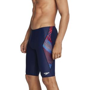 imageSpeedo Mens Swimsuit Jammer PowerFlex Printed Team ColorsCoded RedWhiteBlue