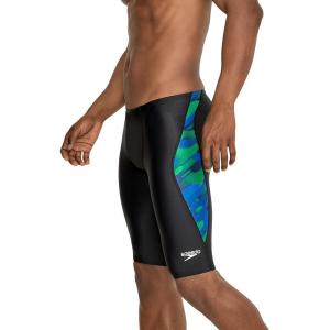 imageSpeedo Mens Swimsuit Jammer PowerFlex Printed Team ColorsWonder BlueGreen