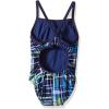 imageSpeedo Women Swimsuit One Piece Powerflex Flyback Striped Youth Team ColorsLaser BlueGreen