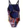 imageSpeedo Women Swimsuit One Piece Powerflex Flyback Striped Youth Team ColorsLaser NavyOrange