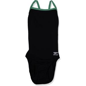 imageSpeedo Girls Swimsuit One Piece PowerFlex Flyback Solid Youth Team ColorsTeam BlackBright Green