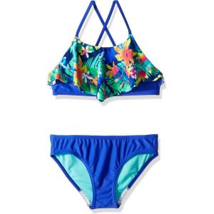 imageSpeedo Girls Swimsuit Two Piece Bikini Ruffle SetDiscontinuedDark Peri
