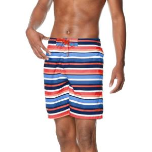 imageSpeedo Mens Swim Trunk Knee Length Boardshort Bondi StripedLane Hot Coral