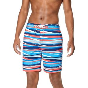 imageSpeedo Mens Swim Trunk Knee Length Boardshort Bondi StripedParty High Risk Red