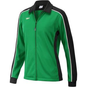 imageSpeedo Womens Jacket Full Zip Collard Streamline Team Warm UpBlackGreen