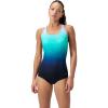imageSpeedo Womens Swimsuit One Piece Powerflex Ultraback SolidPalm Ombre Arctic Glass